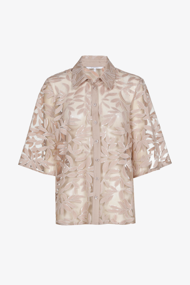 Transparente Bluse mit Stickerei