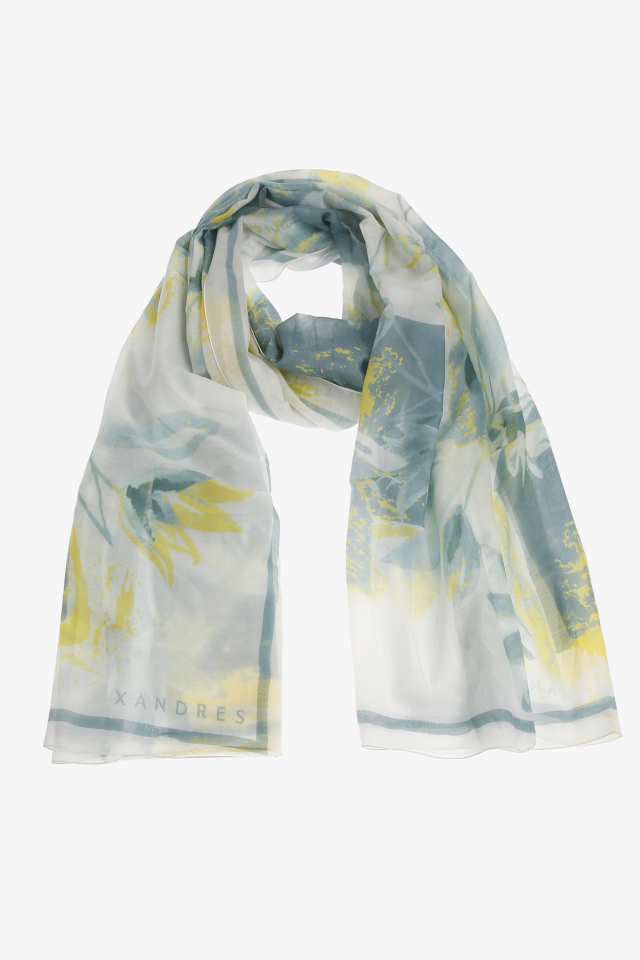 Light green summer scarf with floral print