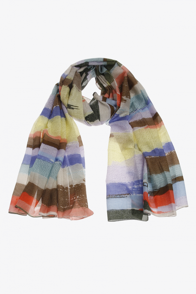 Summer scarf with colourful stripes