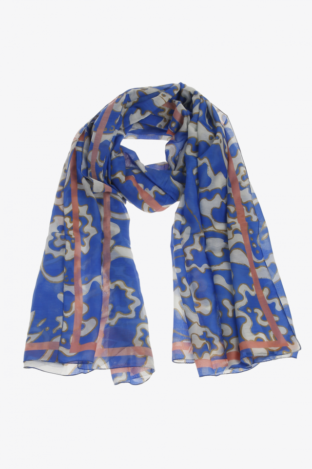 Blue summer scarf with paisley print