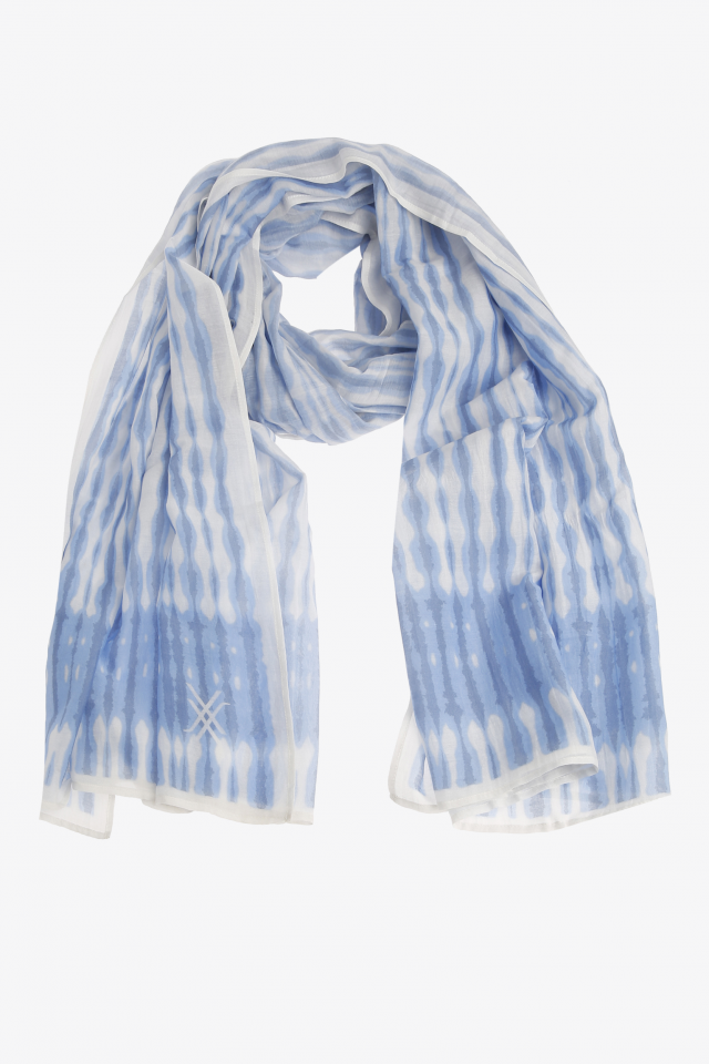 Summer scarf with light blue stripes