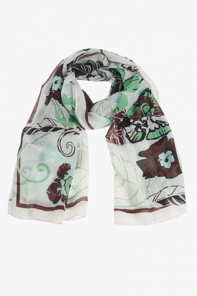 Green floral summer scarf
