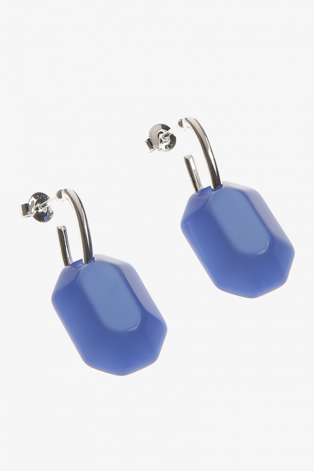 Gold-plated blue earrings