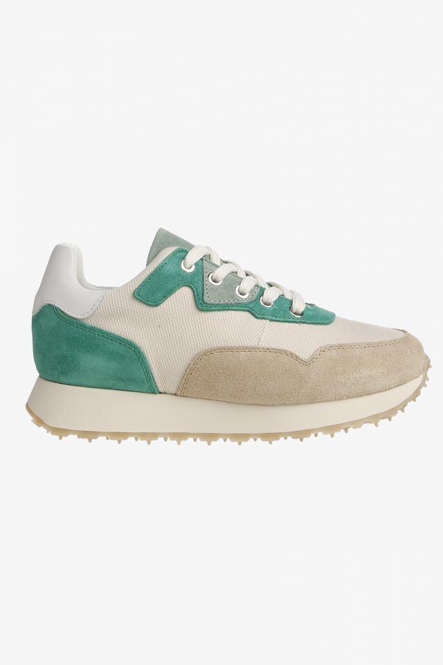 Green leather trainers