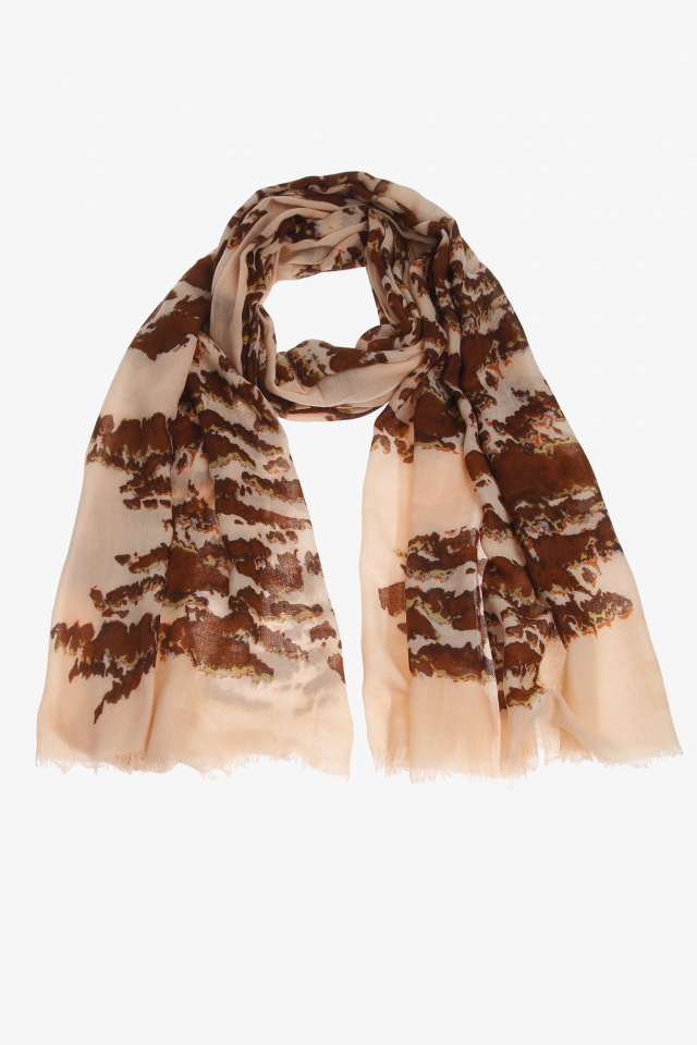 Thin woollen scarf with print