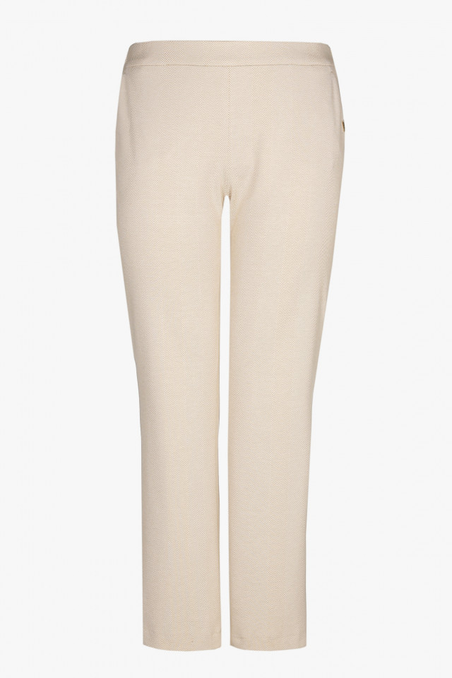 Wide beige trousers with print