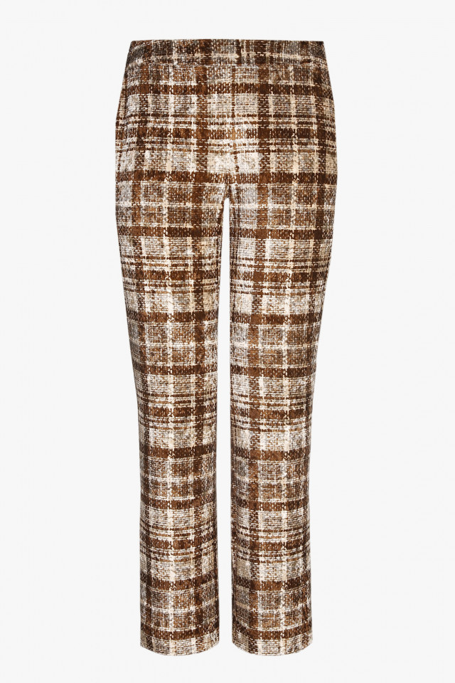 Brown checked trousers with loose fit