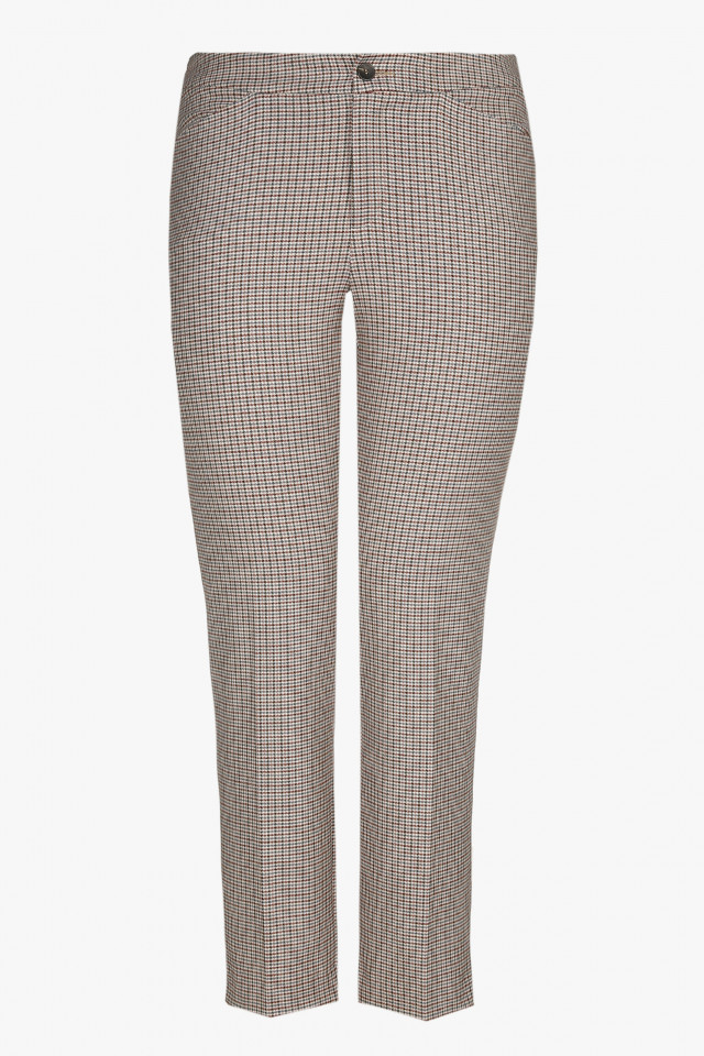 Checked brown trousers with a straight fit