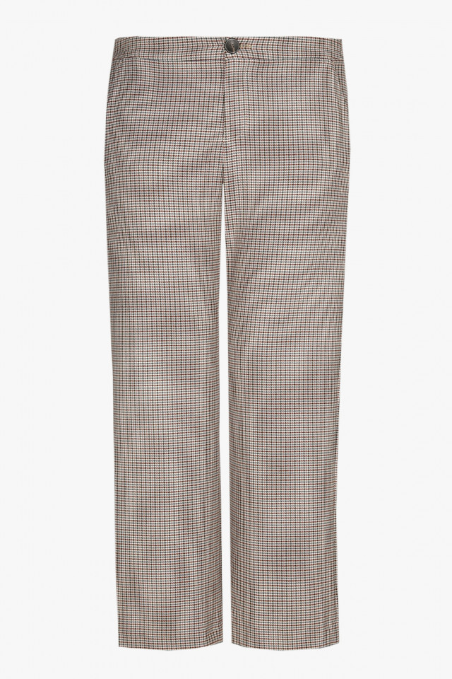 Wide, checked trousers in green, brown and blue