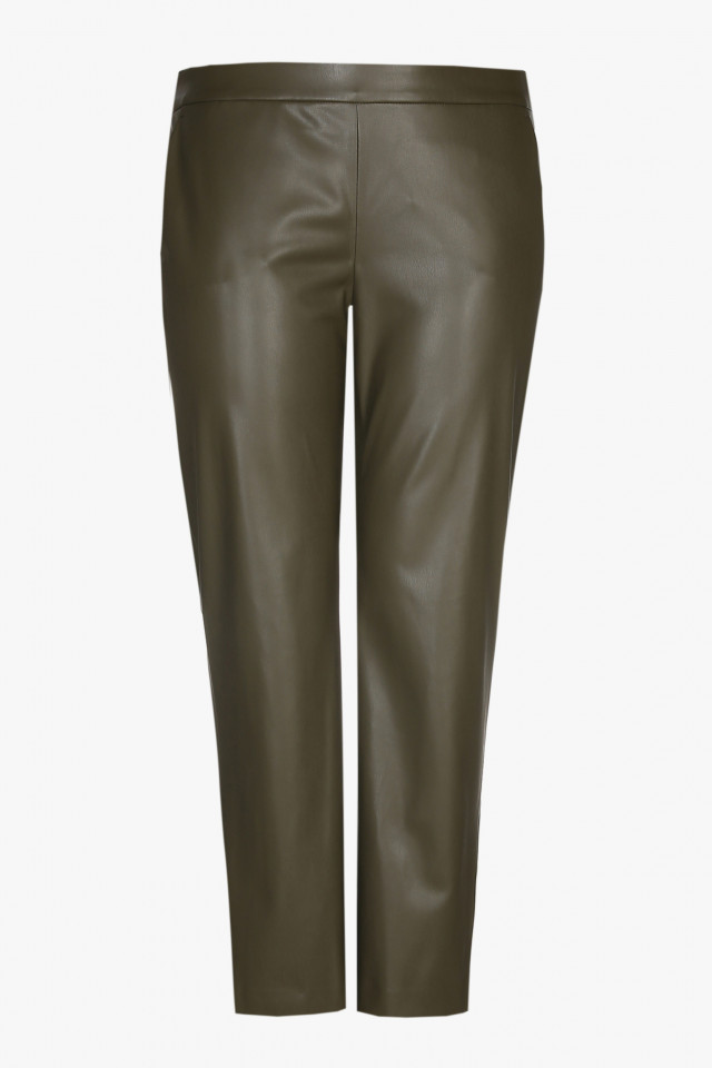 Khaki trousers in leather