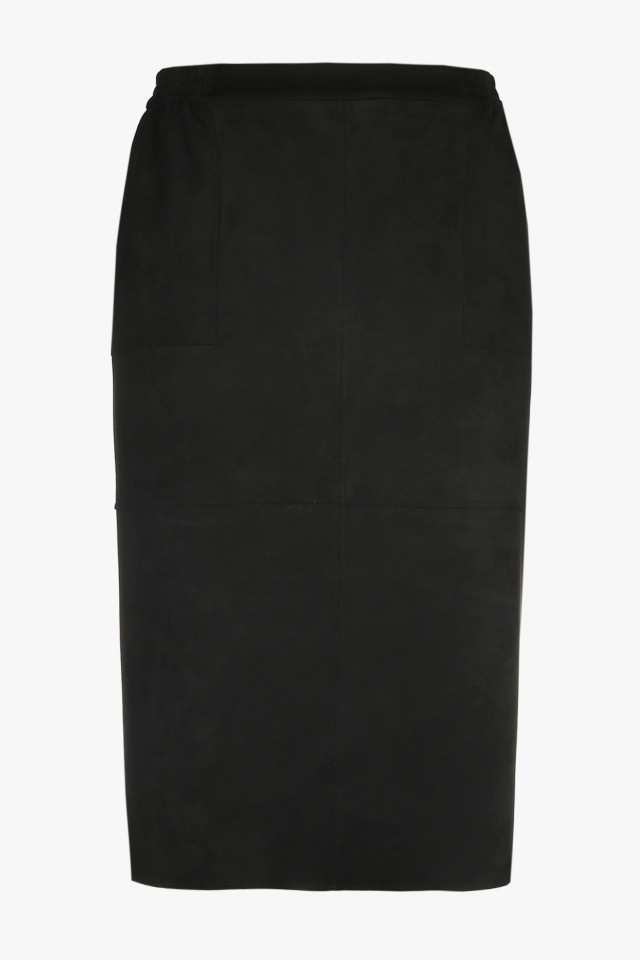 Black suede midi skirt