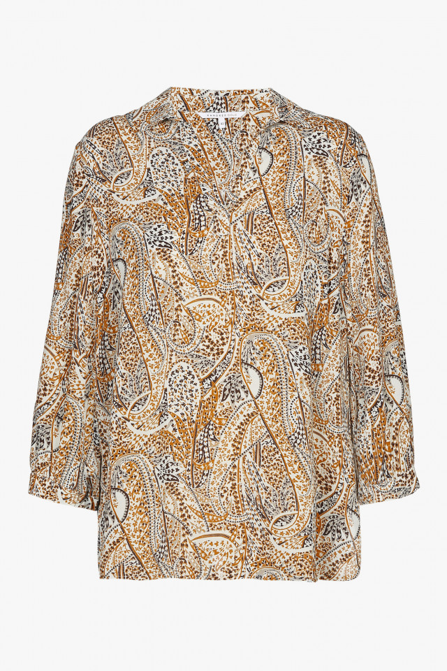Beige blouse with brown paisley print