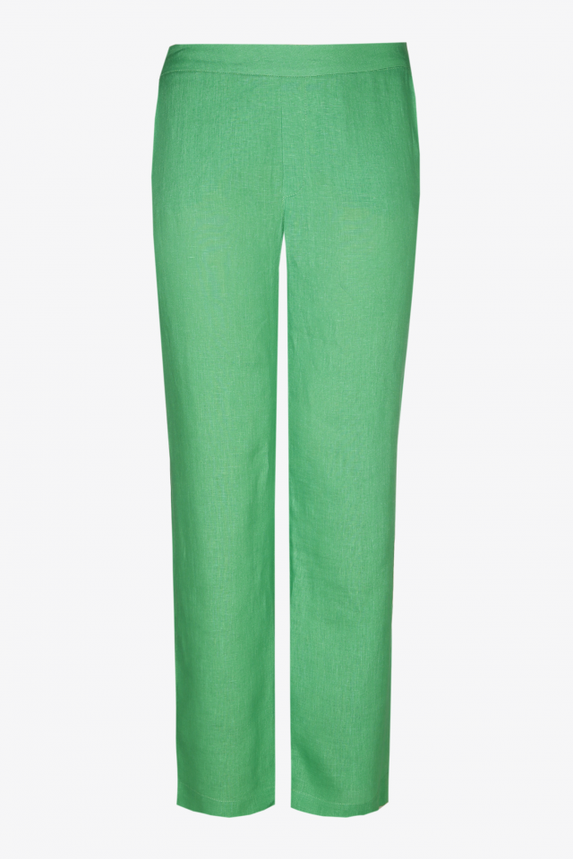 Green linen trousers