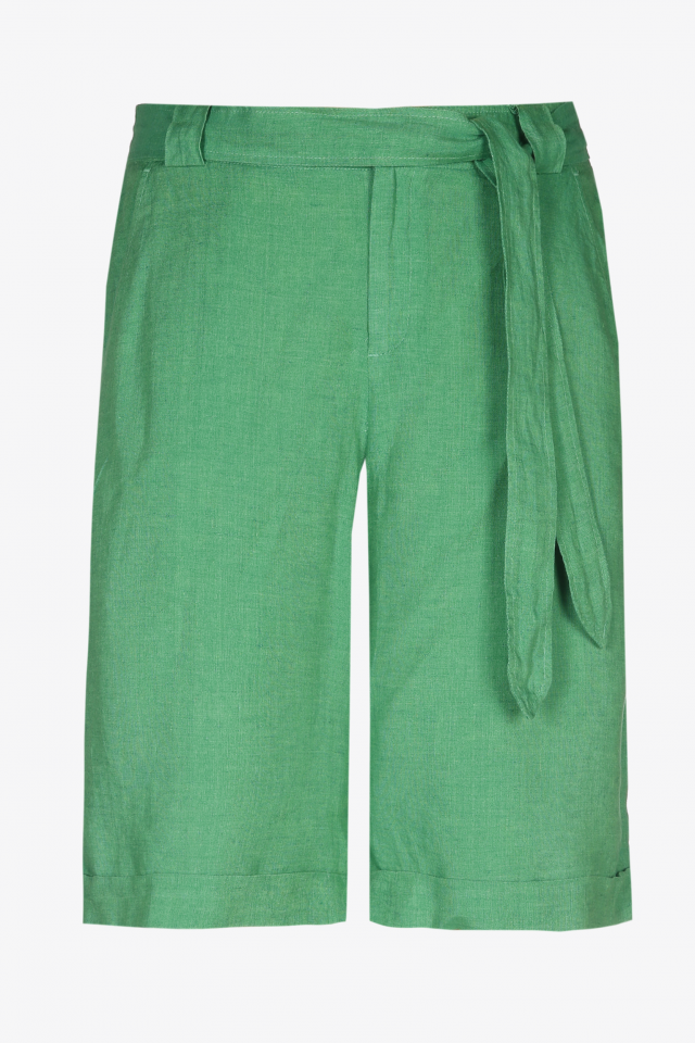 Green linen shorts