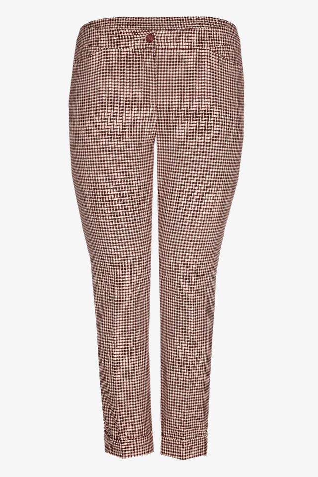Broek met pied-de-poule print