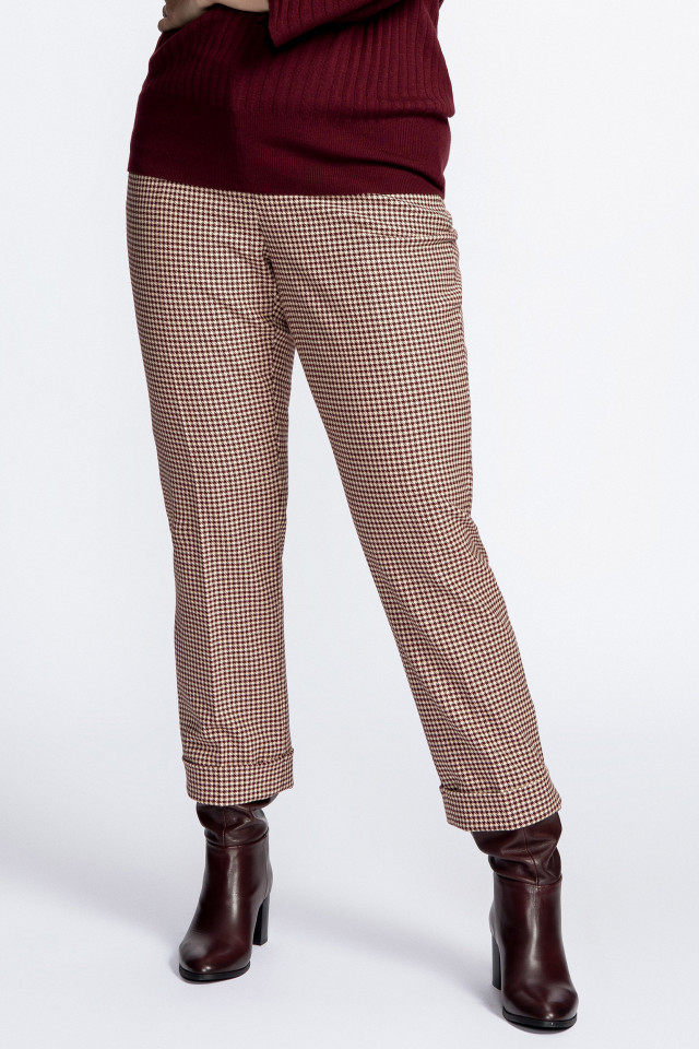 Broek met pied-de-poule print