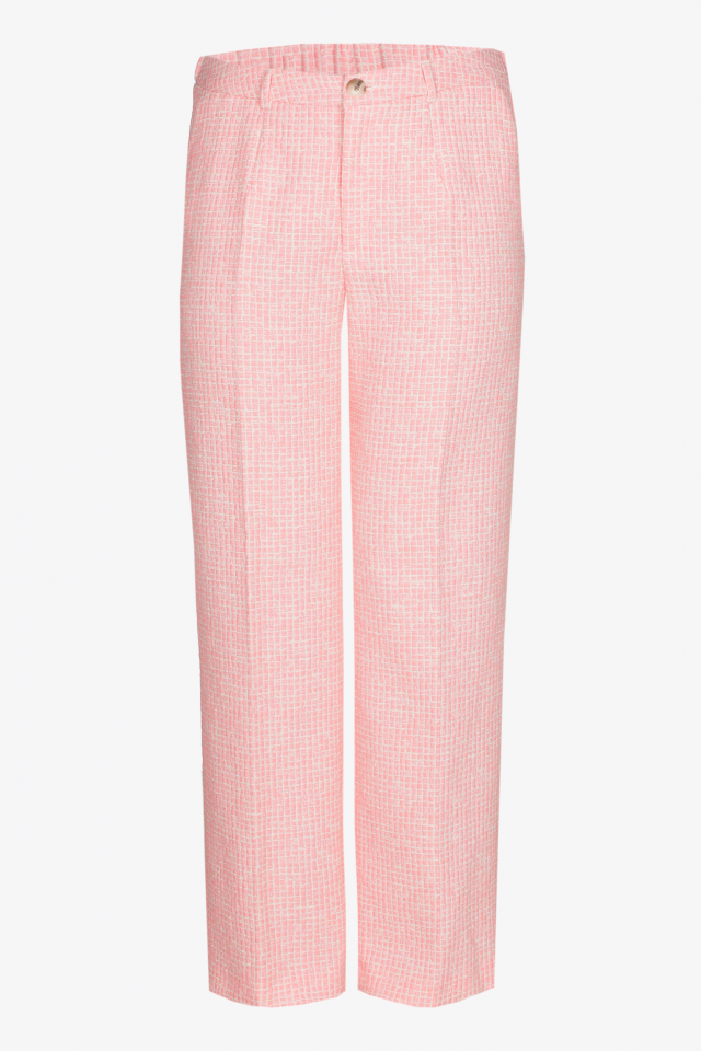 Seersucker trousers with wide legs