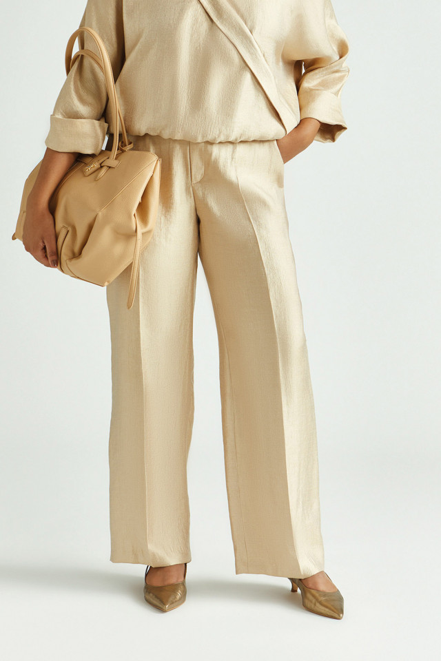 Pantalon brillant à jambes larges