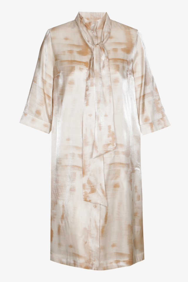 Button-down dress with satin look