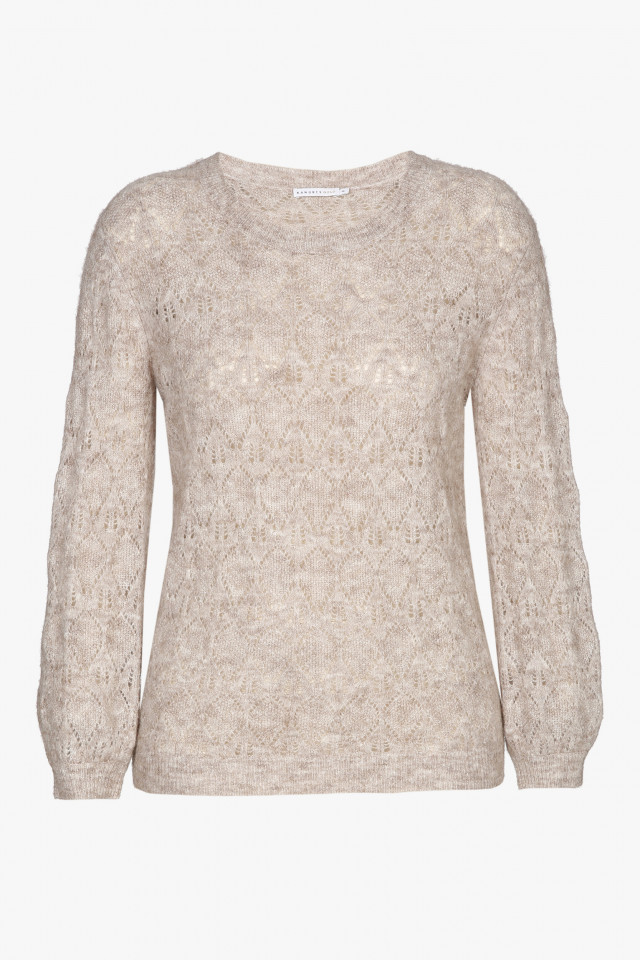 Taupe pullover with round neck