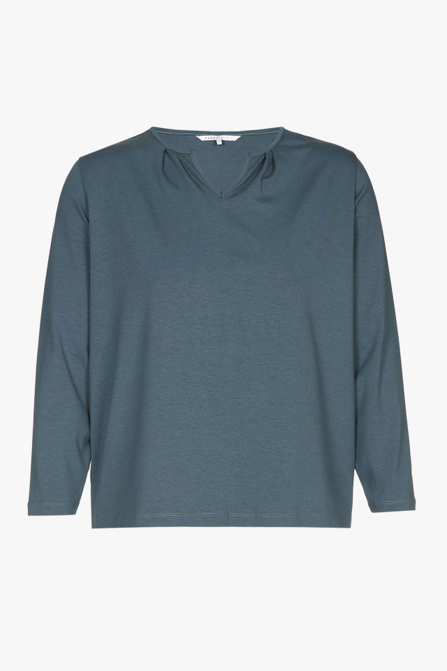 Petrol blue T-shirt with long sleeves