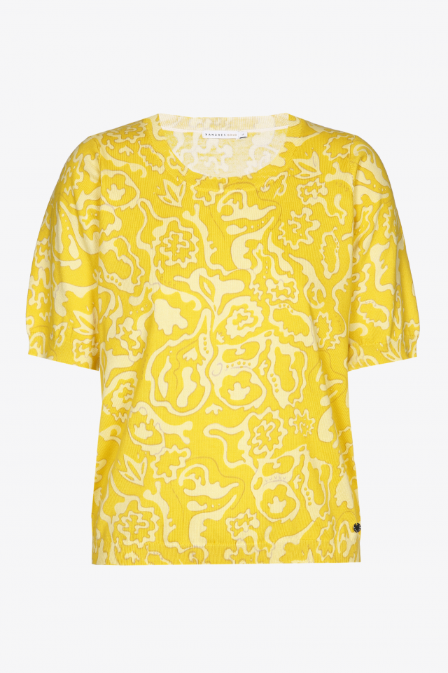 Yellow summer sweater with print
