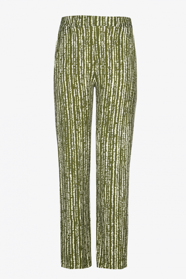 Pantalon large vert et écru