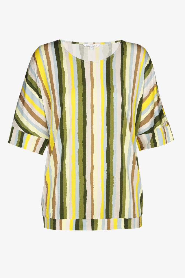 Striped T-shirt in yellow and green