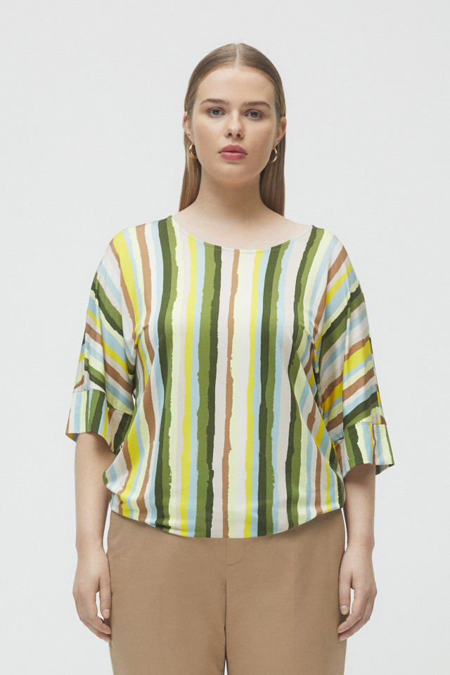 Striped T-shirt in yellow and green