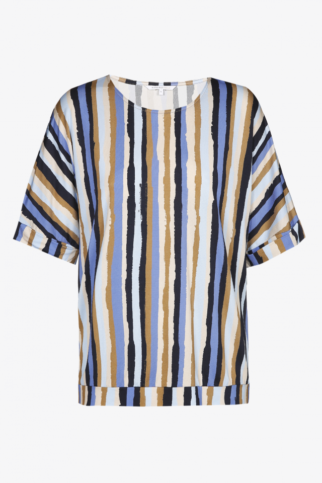 T-shirt with brown and blue stripes