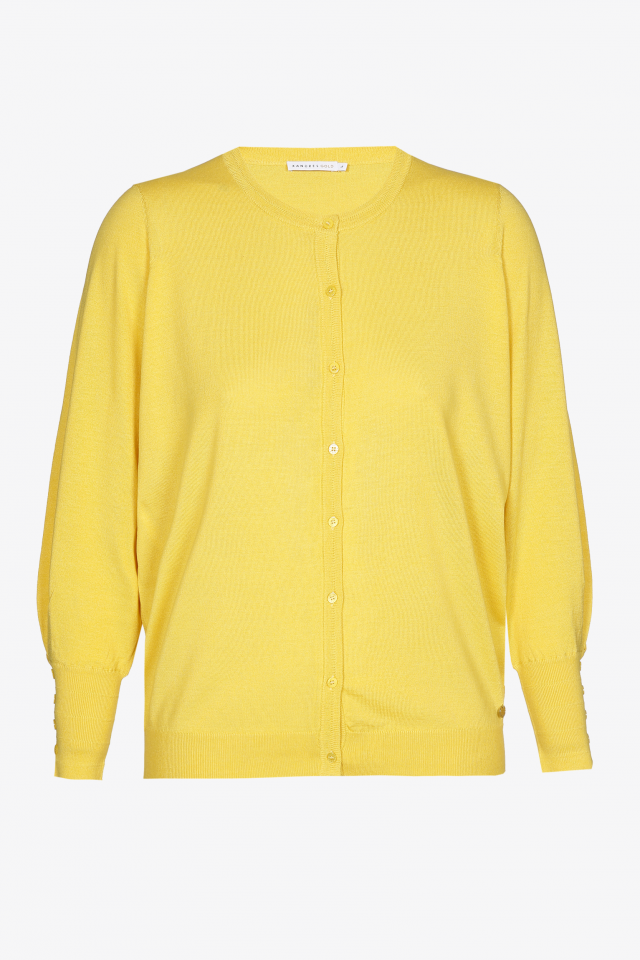 Yellow silk and cotton cardigan