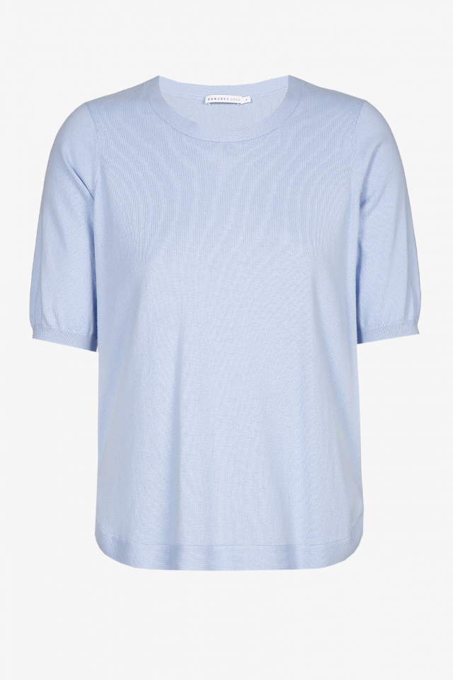 Pale blue jumper with short sleeves