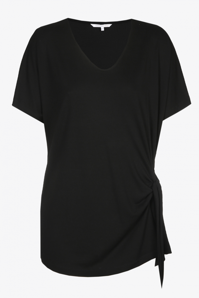 T-shirt noir mi-long