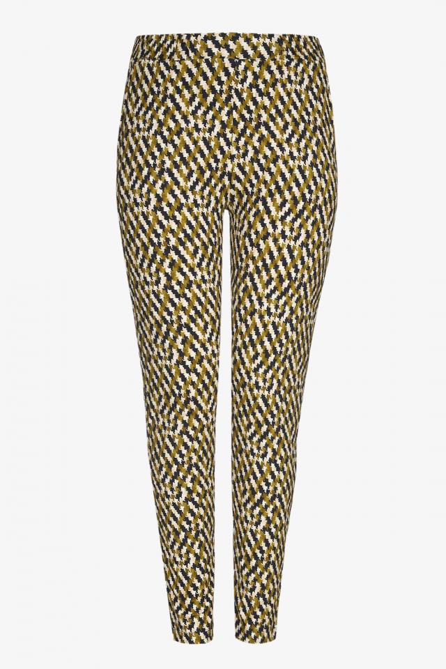 Trousers with multicoloured print