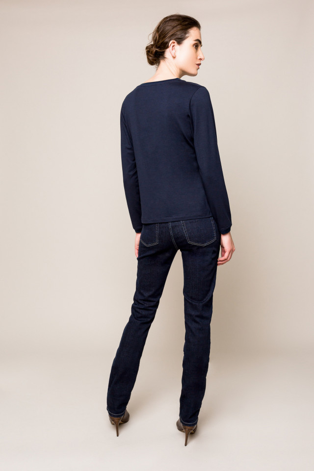 Donkerblauwe slim fit jeans broek
