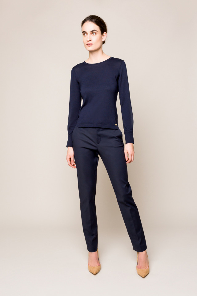 Pantalon chino bleu marine en coton