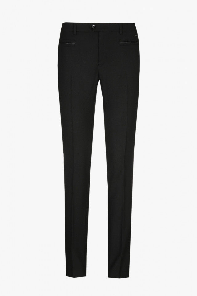 Pantalon habillé en laine noir à coupe ajustée