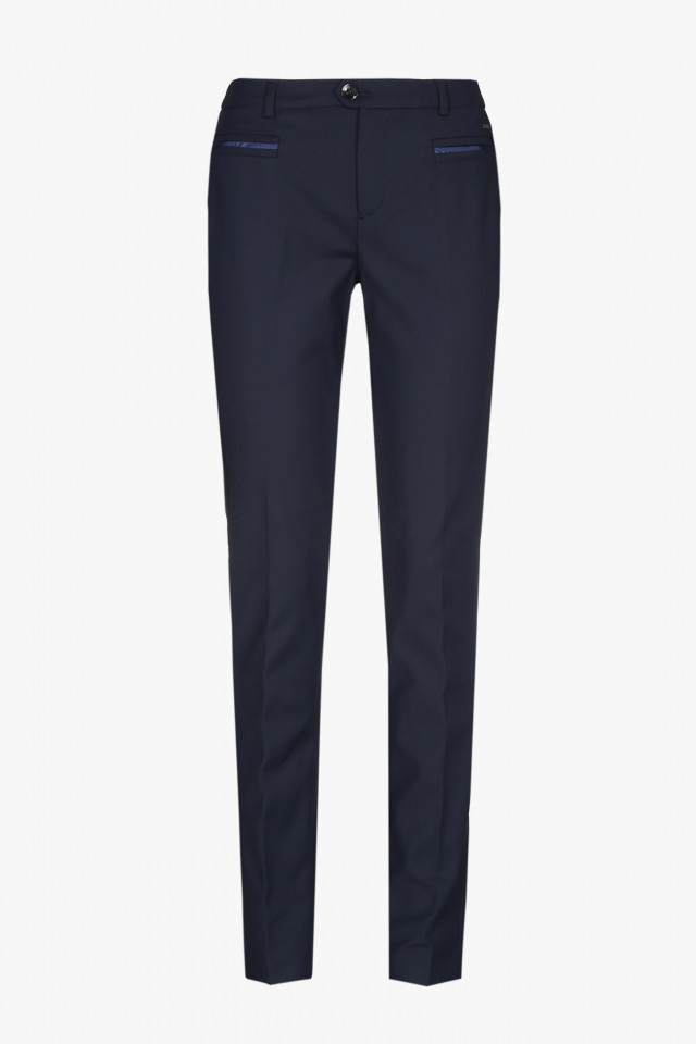 Pantalon en coton bleu marine à coupe ajustée