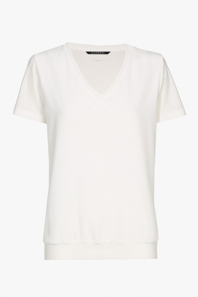 Ecru T-shirt with a V-neck