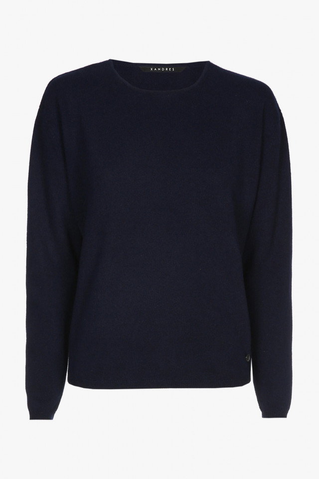 Navyblauer Cashmere Pullover mit Rundhalsausschnitt