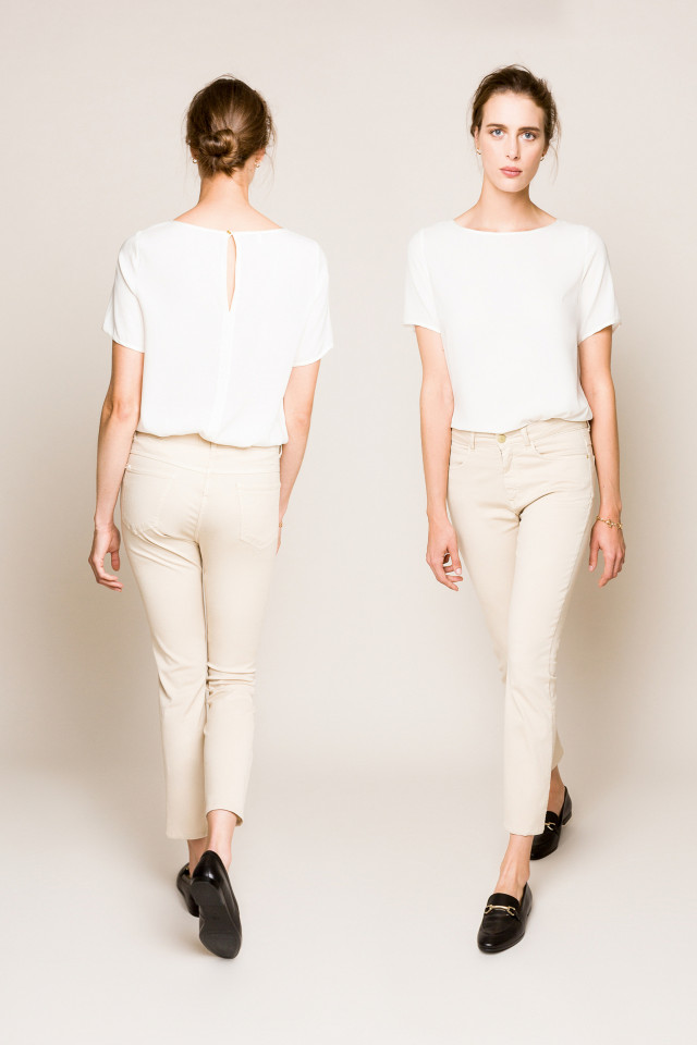 Beige slim fit jeans broek