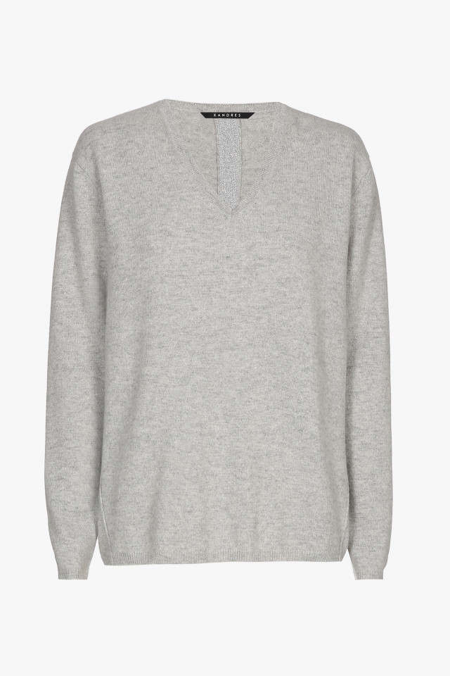 Grey cashmere jumper with a V-neck