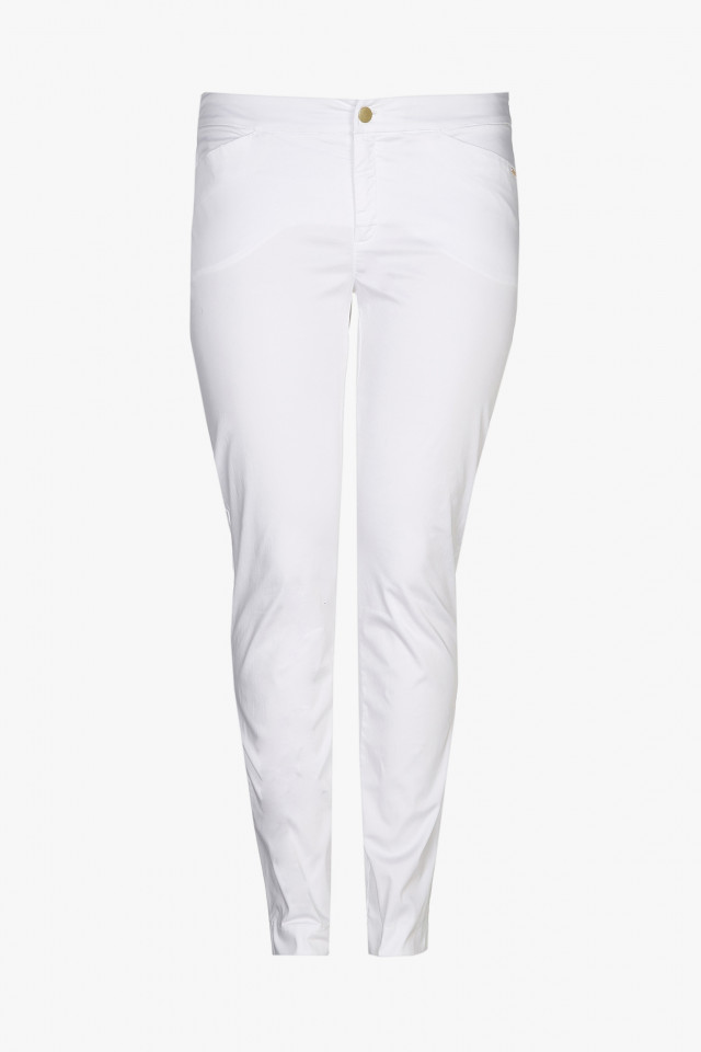 White slim-fit cotton trousers