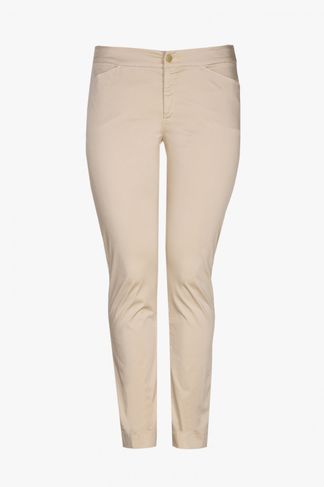 Pantalon en coton beige à coupe ajustée