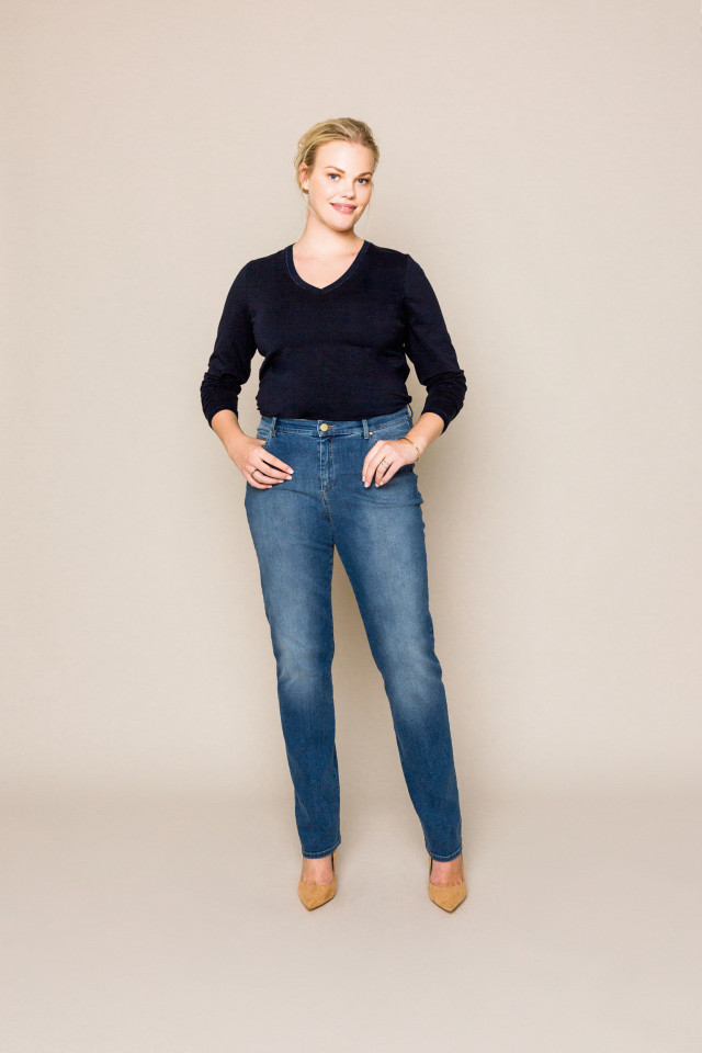 Blauwe slim fit jeans broek