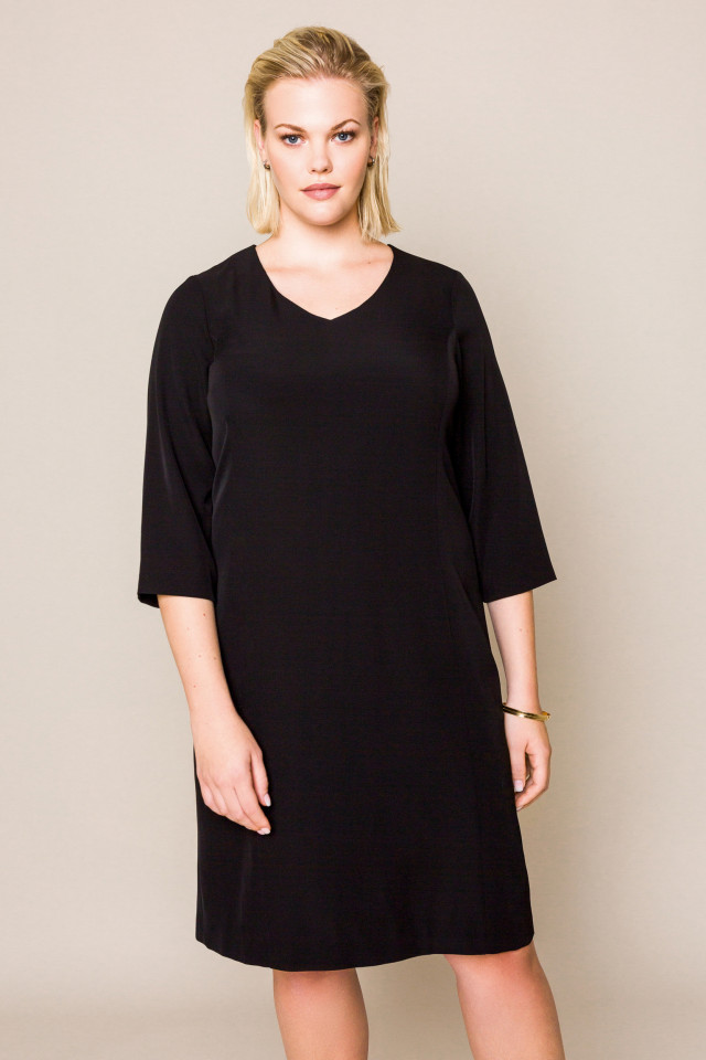 Black A-line dress with a V-neck