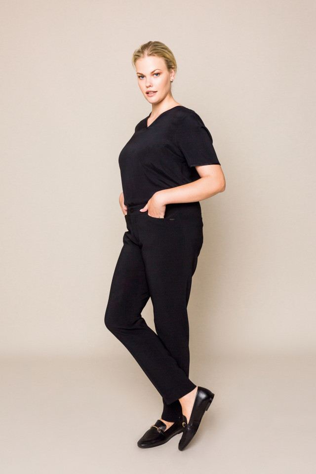 Black slim-fit trousers