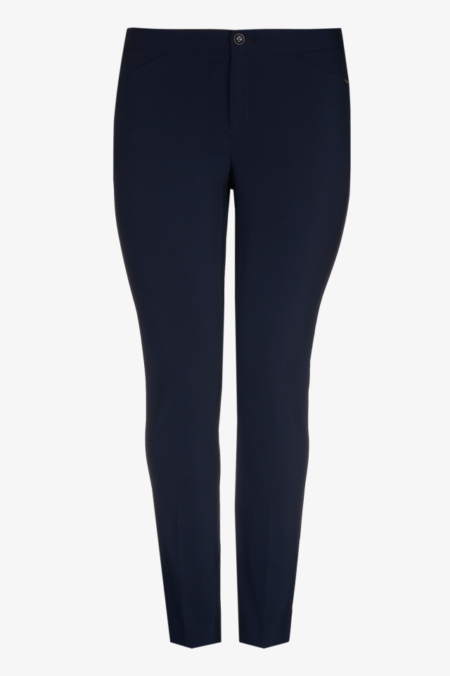 Navy-blue slim-fit trousers