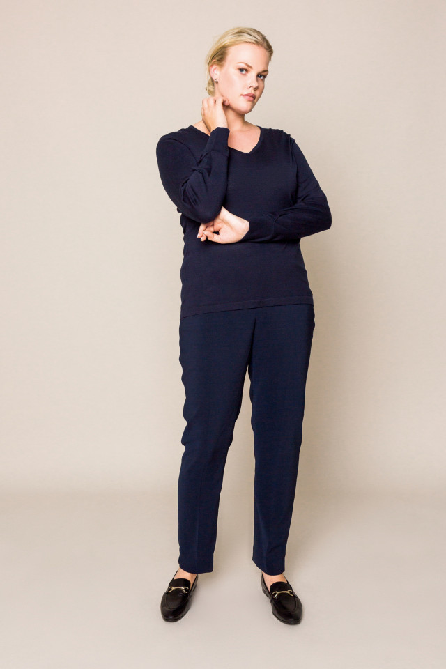 Navy-blue slim-fit trousers