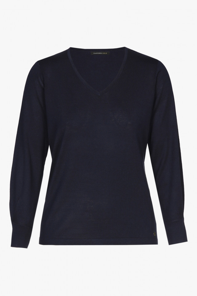 Navy-blue silk long-sleeved jumper